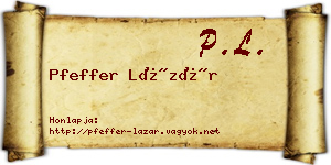 Pfeffer Lázár névjegykártya